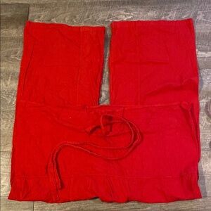 Stylish Red Women's Pants Thai Masseuse pants Wide leg Fold Down 100% cotton